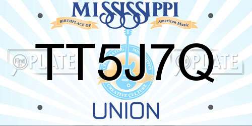 TT5J7Q Mississippi License Plate