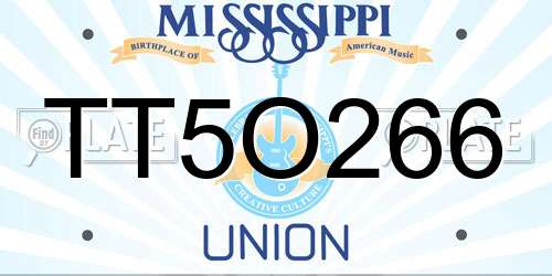 TT5O266 Mississippi License Plate