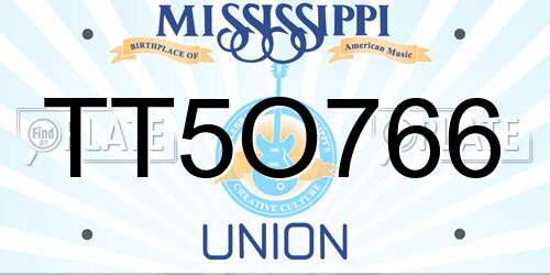 TT5O766 Mississippi License Plate