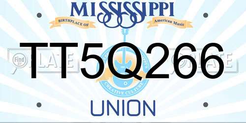 TT5Q266 Mississippi License Plate