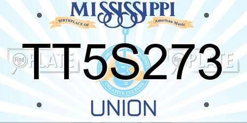 TT5S273 Mississippi License Plate