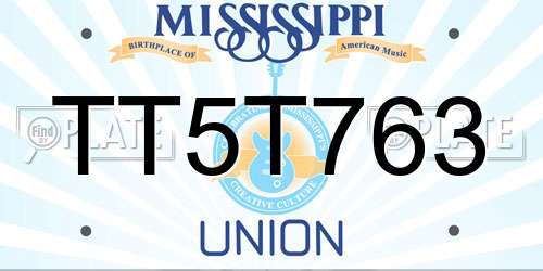 TT5T763 Mississippi License Plate