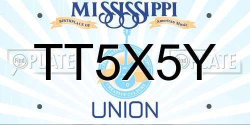 TT5X5Y Mississippi License Plate