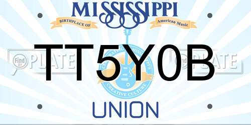 TT5Y0B Mississippi License Plate
