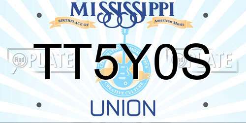 TT5Y0S Mississippi License Plate