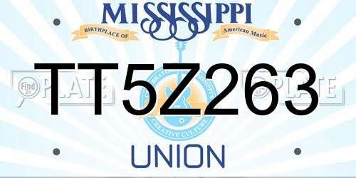 TT5Z263 Mississippi License Plate