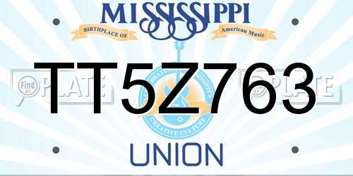 TT5Z763 Mississippi License Plate