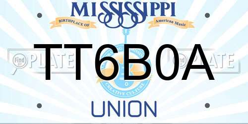 TT6B0A Mississippi License Plate