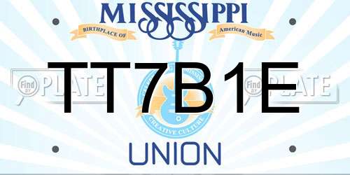 TT7B1E Mississippi License Plate