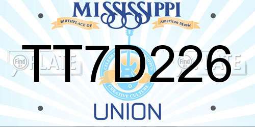 TT7D226 Mississippi License Plate