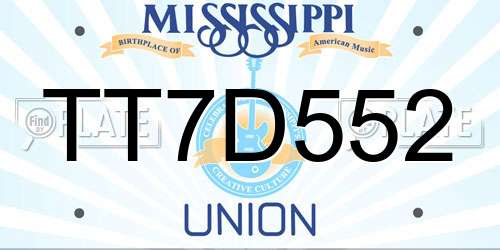 TT7D552 Mississippi License Plate