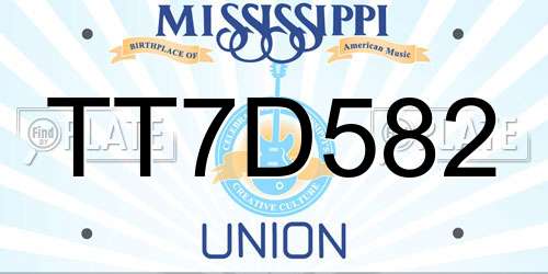 TT7D582 Mississippi License Plate