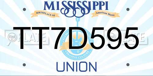 TT7D595 Mississippi License Plate
