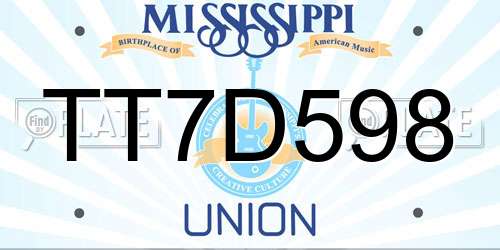 TT7D598 Mississippi License Plate