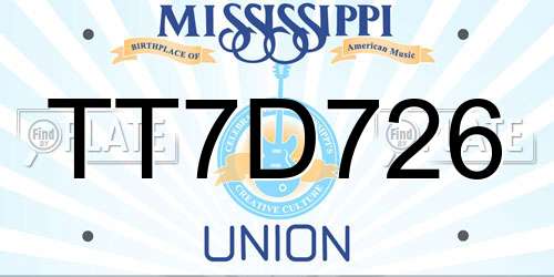 TT7D726 Mississippi License Plate