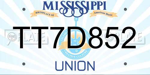 TT7D852 Mississippi License Plate