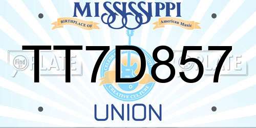 TT7D857 Mississippi License Plate