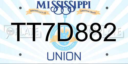 TT7D882 Mississippi License Plate