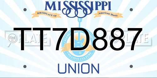 TT7D887 Mississippi License Plate
