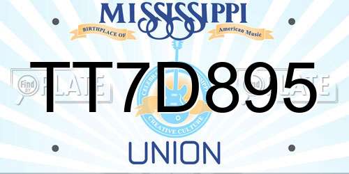 TT7D895 Mississippi License Plate