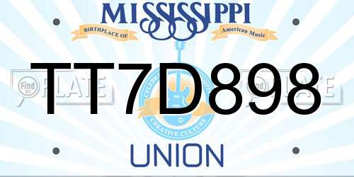 TT7D898 Mississippi License Plate
