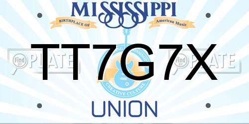 TT7G7X Mississippi License Plate