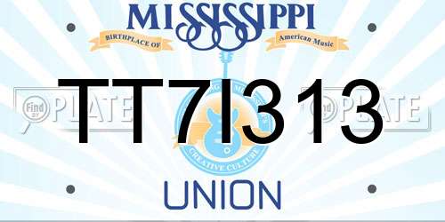 TT7I313 Mississippi License Plate