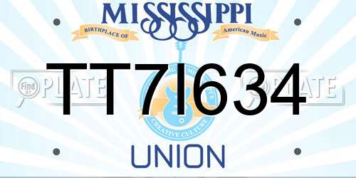TT7I634 Mississippi License Plate