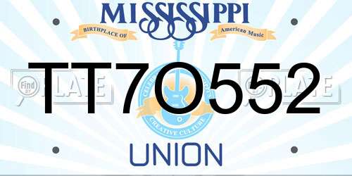TT7O552 Mississippi License Plate