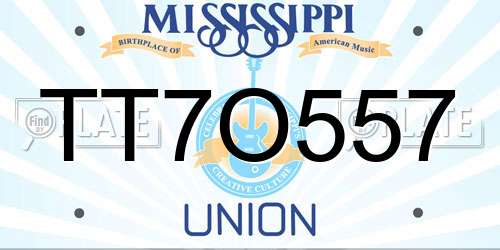 TT7O557 Mississippi License Plate