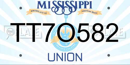 TT7O582 Mississippi License Plate