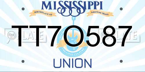 TT7O587 Mississippi License Plate