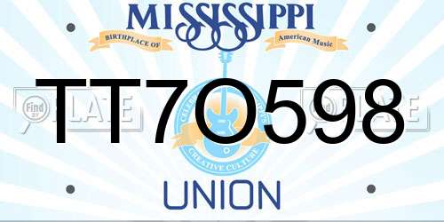 TT7O598 Mississippi License Plate