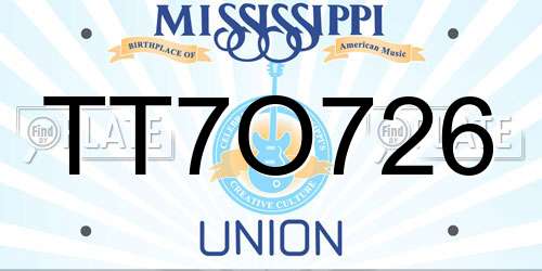 TT7O726 Mississippi License Plate