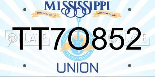 TT7O852 Mississippi License Plate