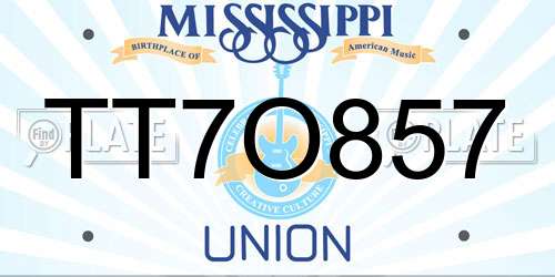 TT7O857 Mississippi License Plate