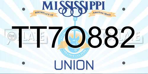TT7O882 Mississippi License Plate
