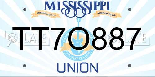 TT7O887 Mississippi License Plate