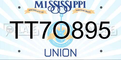 TT7O895 Mississippi License Plate