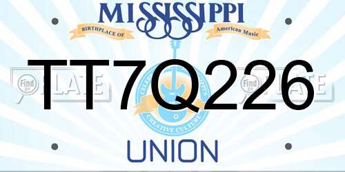 TT7Q226 Mississippi License Plate