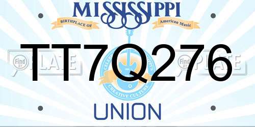 TT7Q276 Mississippi License Plate