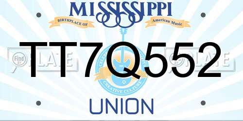 TT7Q552 Mississippi License Plate