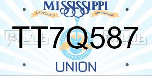 TT7Q587 Mississippi License Plate