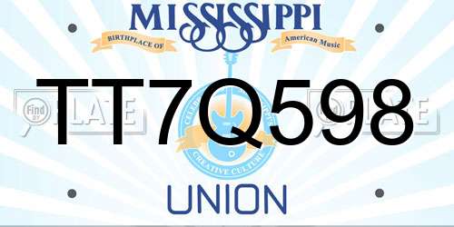 TT7Q598 Mississippi License Plate