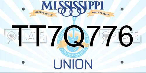 TT7Q776 Mississippi License Plate