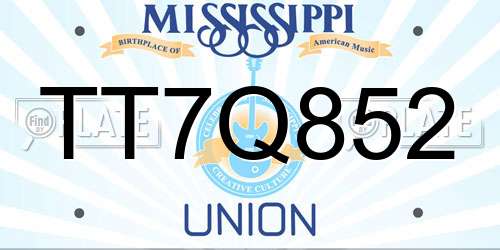 TT7Q852 Mississippi License Plate