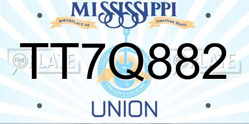 TT7Q882 Mississippi License Plate