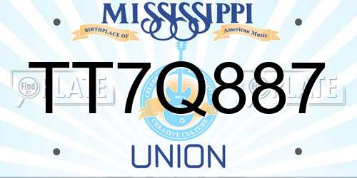 TT7Q887 Mississippi License Plate