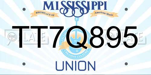 TT7Q895 Mississippi License Plate