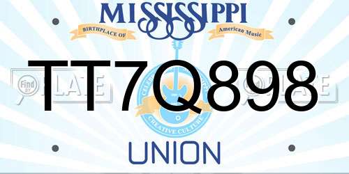 TT7Q898 Mississippi License Plate